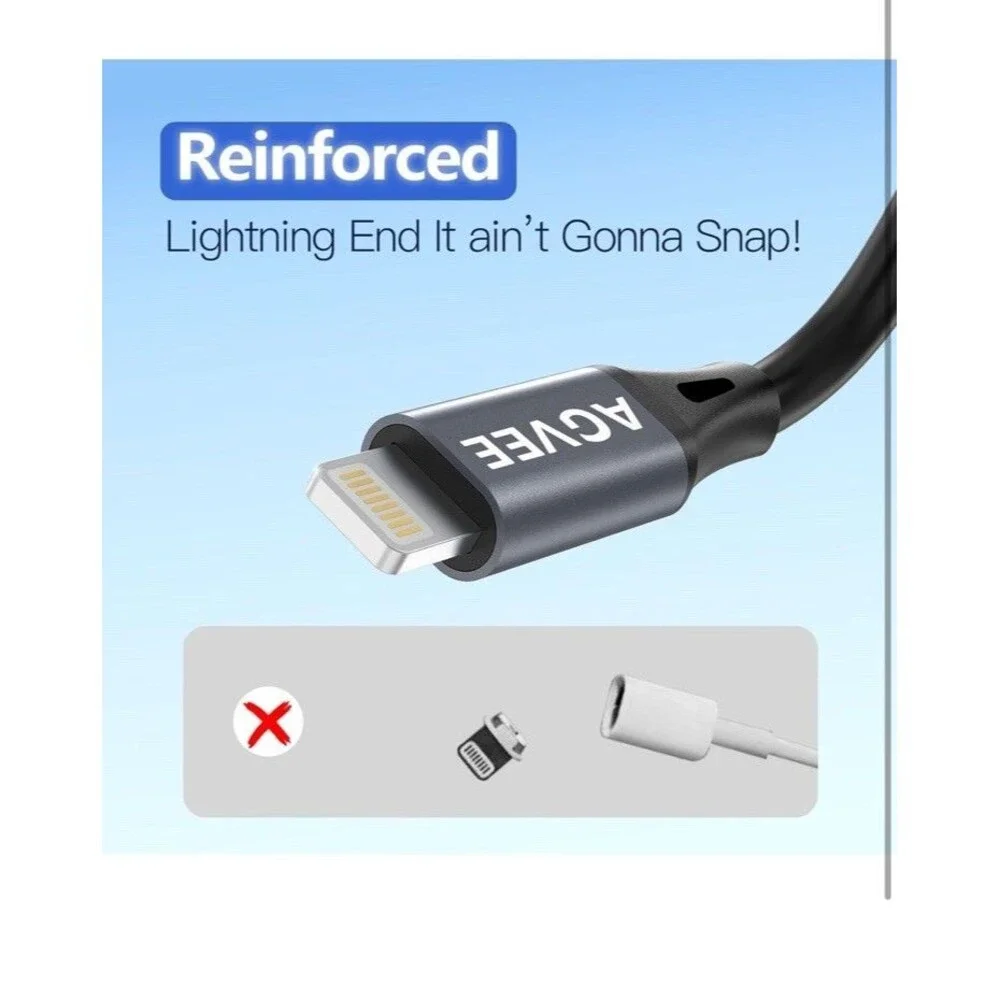 3Ft Coiled Short USB Lightning 3A Charging Cable [MFI Certified] Fast iPhone IPA